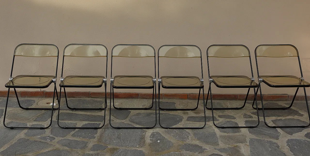 6 Plia chairs in steel and polypropylene by Giancarlo Piretti, 70s 10