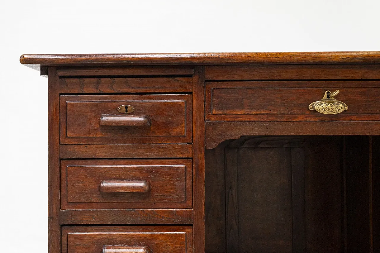 Scrivania ministeriale in legno di rovere massello, anni '20 6