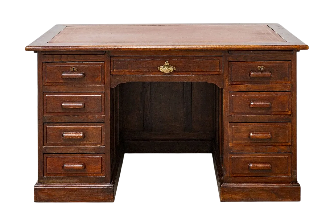 Scrivania ministeriale in legno di rovere massello, anni '20 20