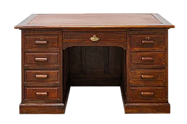 Scrivania ministeriale in legno di rovere massello, anni '20