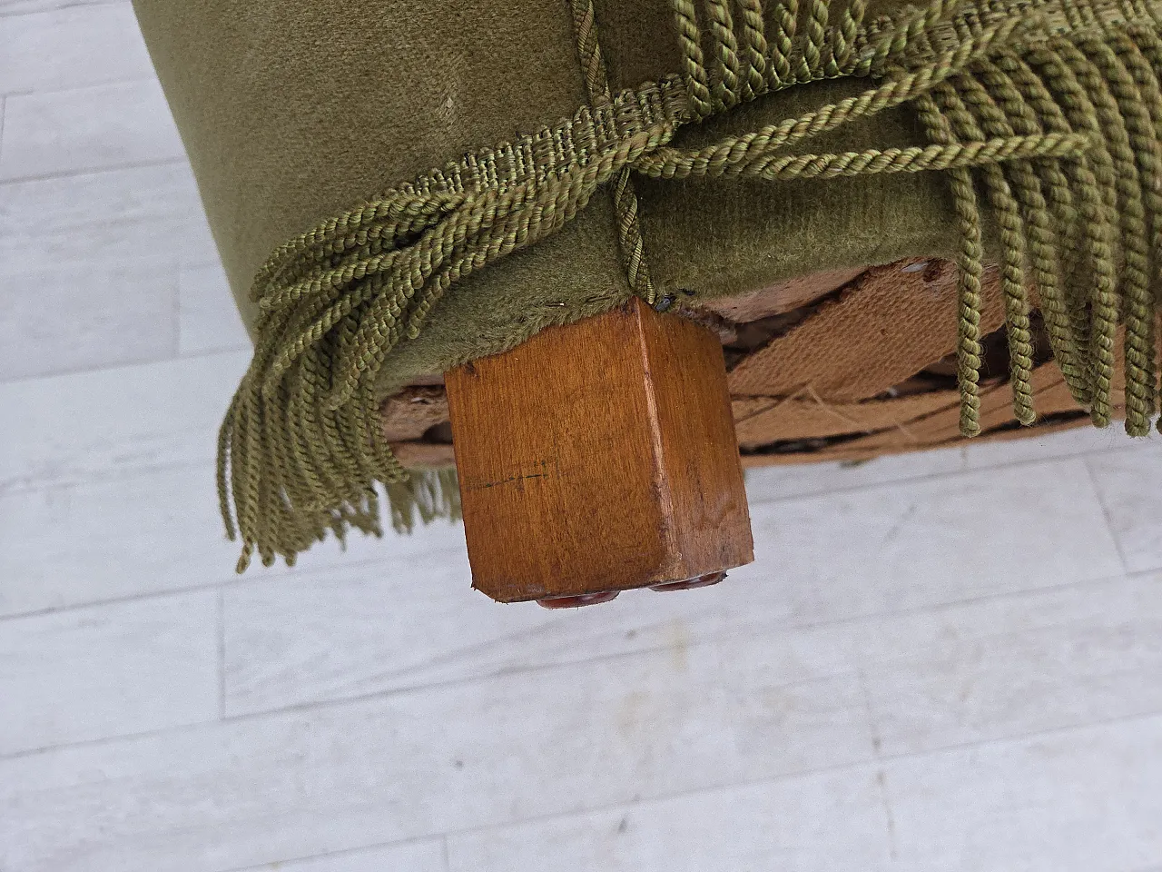 Danish 2-seater Banana sofa green velour, 1960s 17