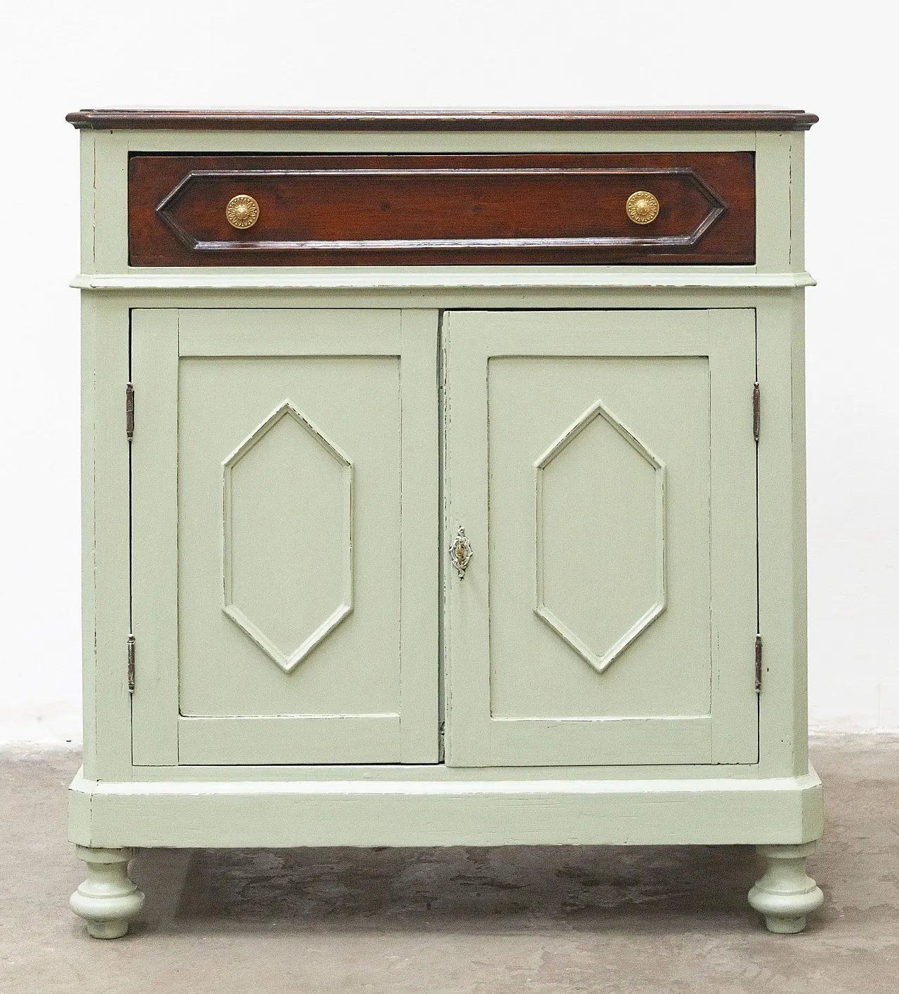 Firwood sideboard with two doors and a drawer, late 19th century 1