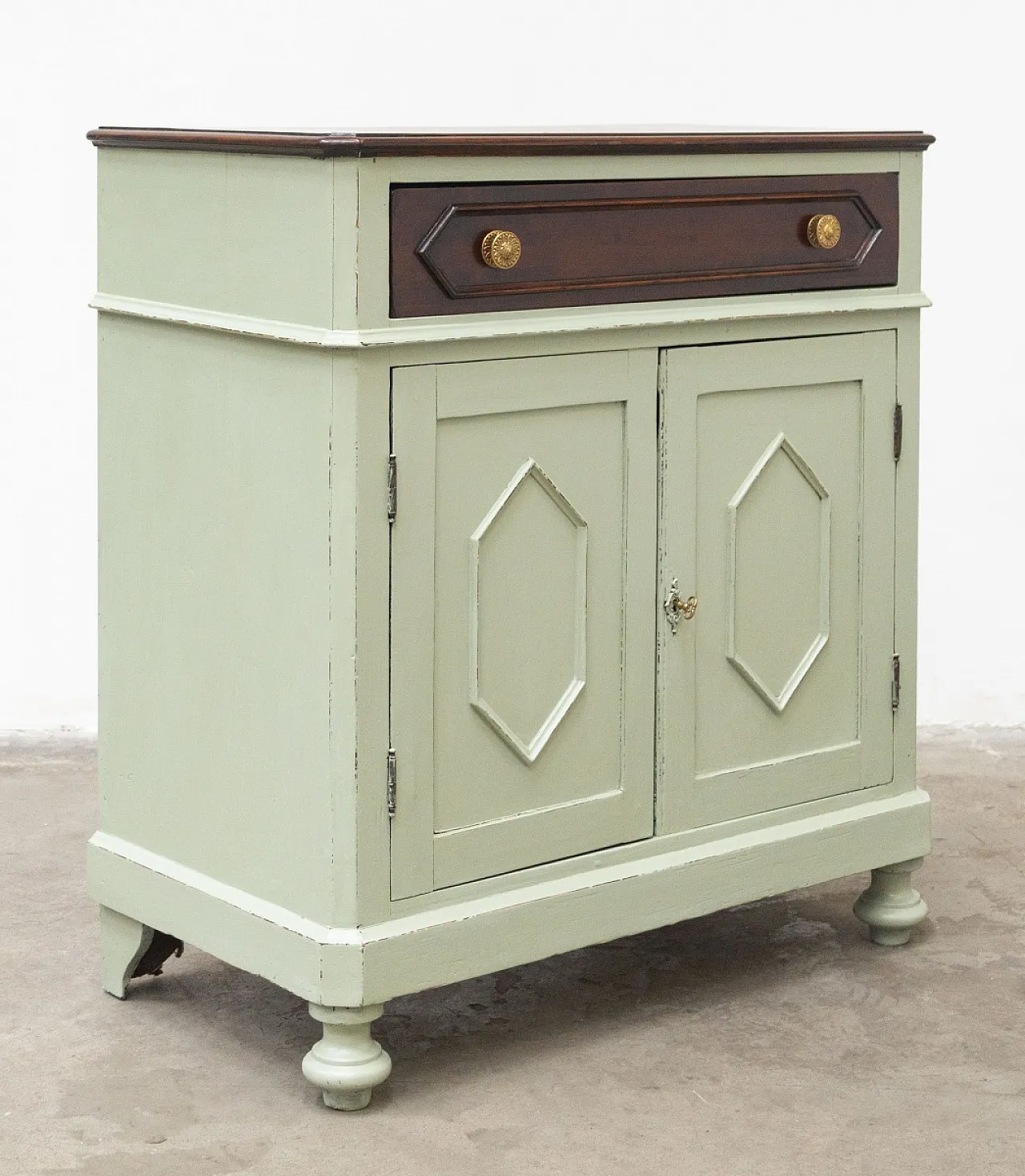 Firwood sideboard with two doors and a drawer, late 19th century 2