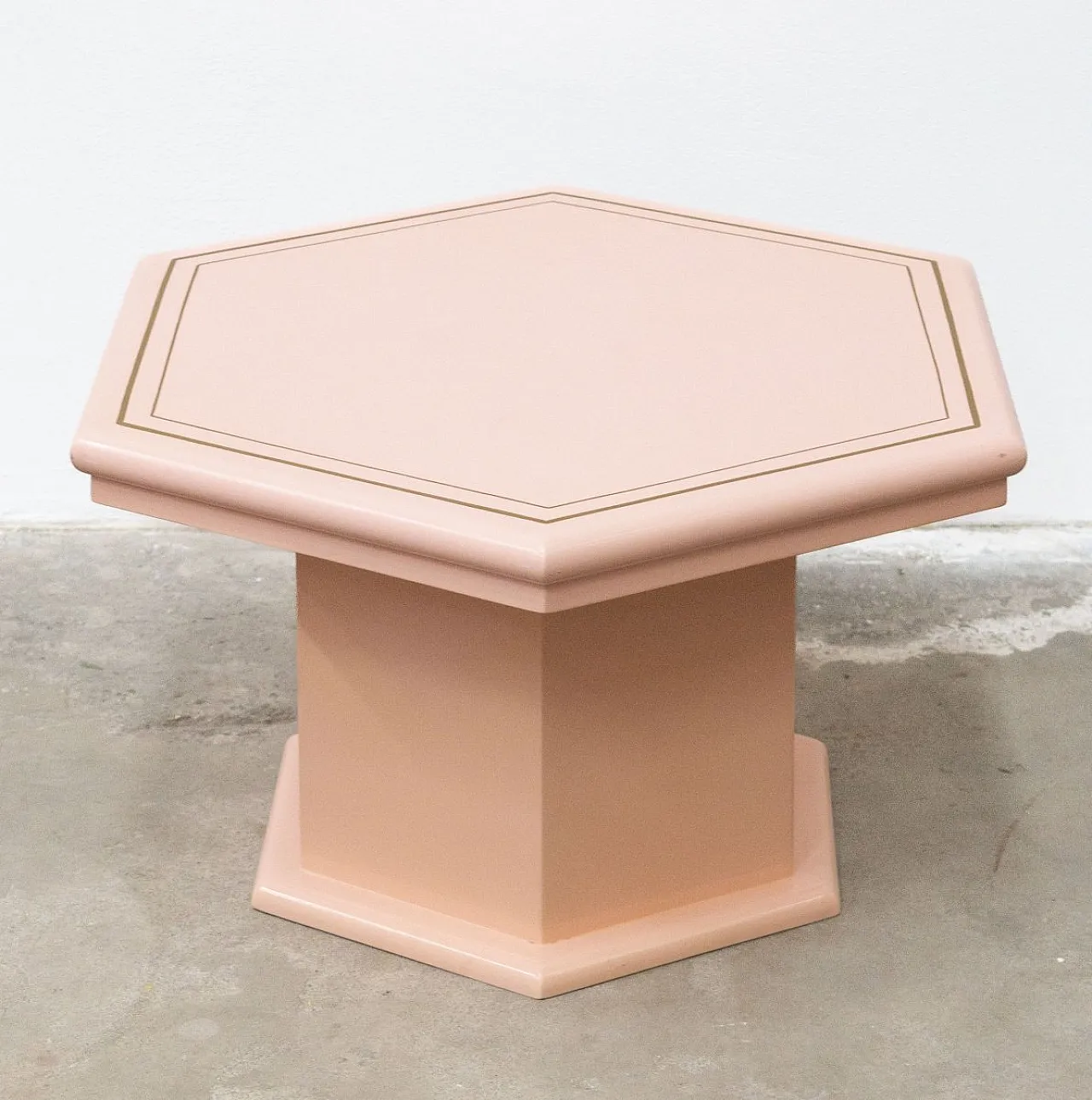 Hexagonal pink coffee table, 20th century 1