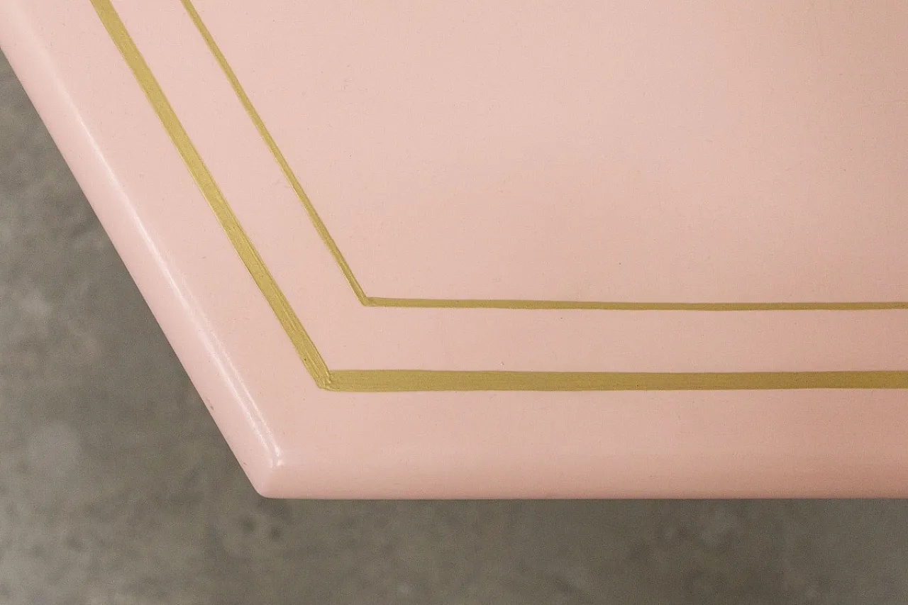 Hexagonal pink coffee table, 20th century 4