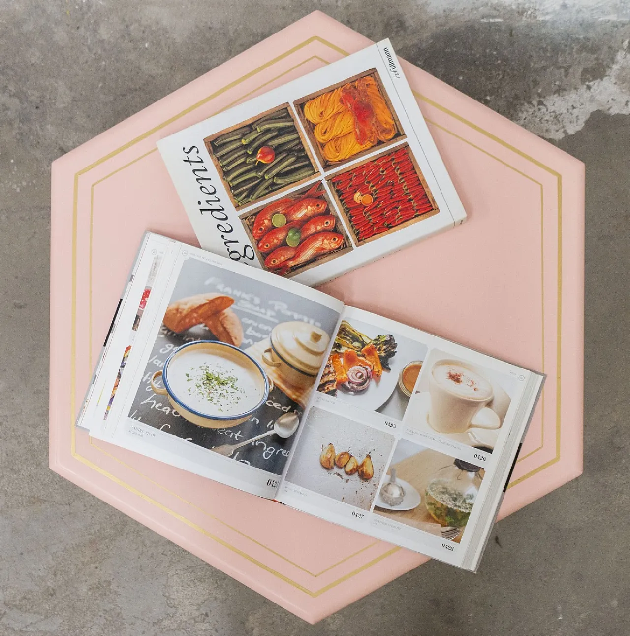 Hexagonal pink coffee table, 20th century 5