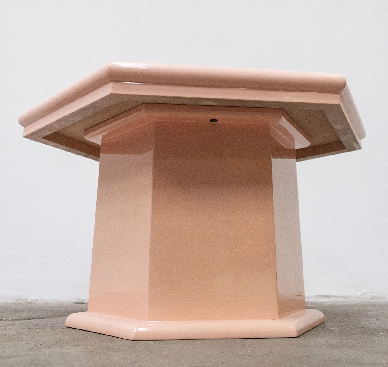 Hexagonal pink coffee table, 20th century 8