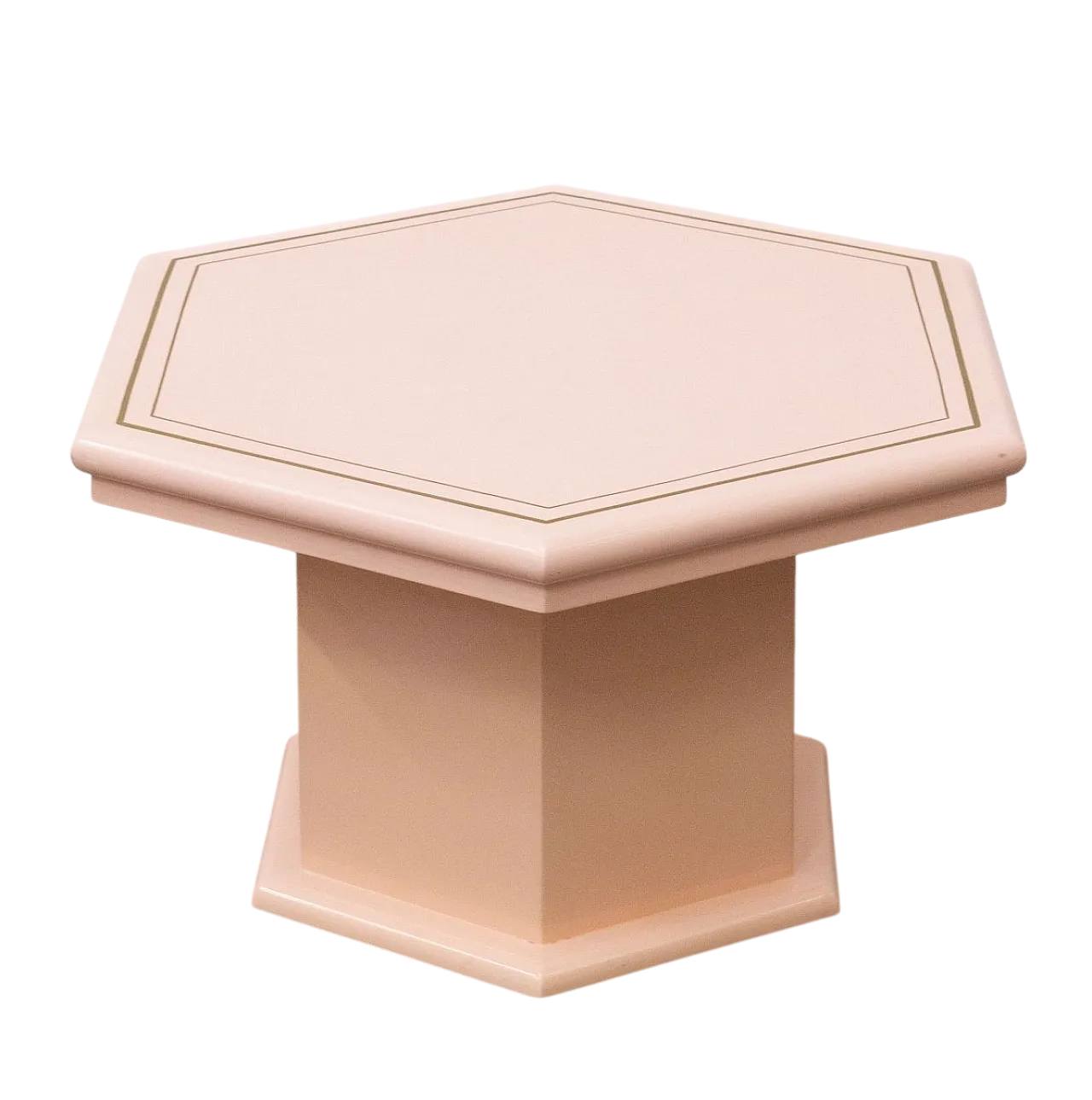 Hexagonal pink coffee table, 20th century 10
