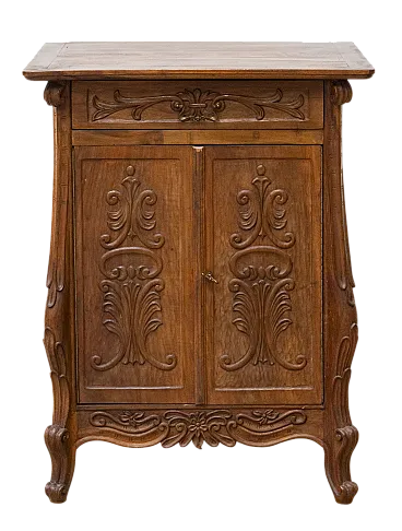 Mobiletto a due ante in legno di abete e noce, anni '60