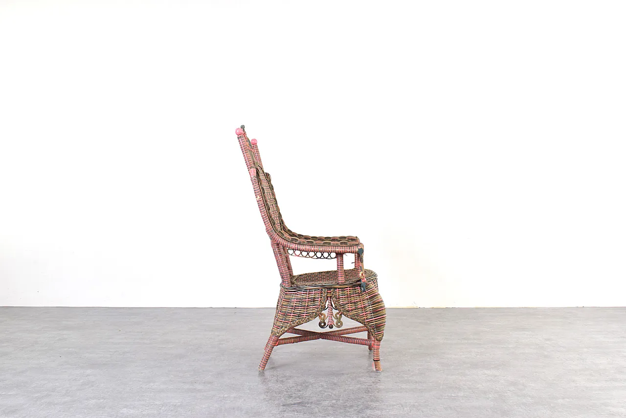 Poltrona vittoriana americana in vimini di Heywood-Wakefield, anni '10 3