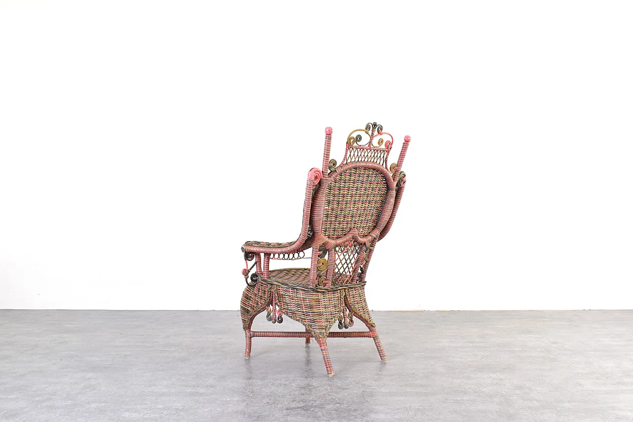 Poltrona vittoriana americana in vimini di Heywood-Wakefield, anni '10 6