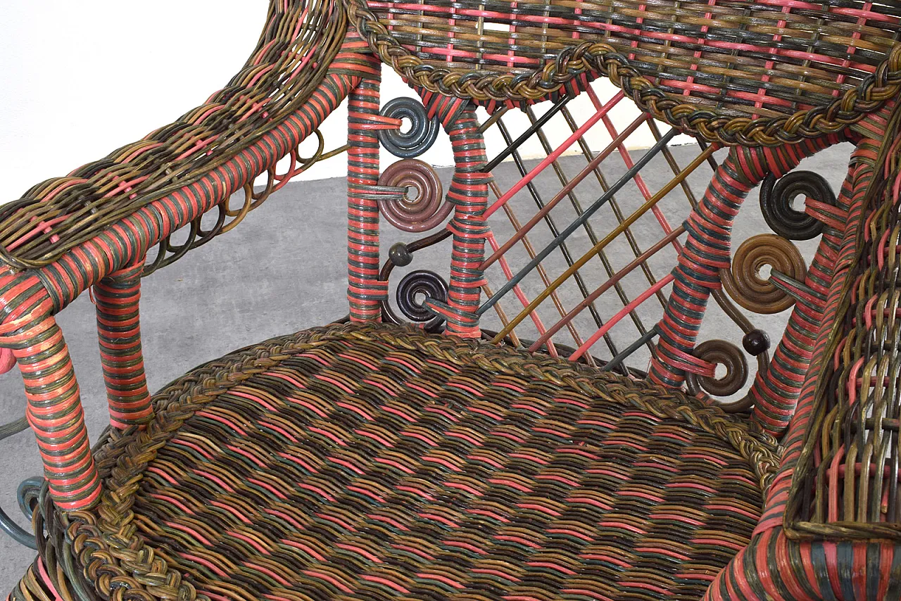 Poltrona vittoriana americana in vimini di Heywood-Wakefield, anni '10 8