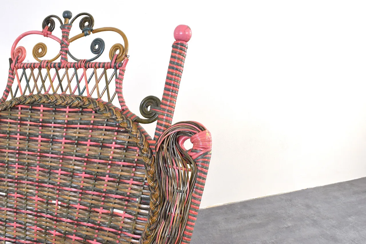 Poltrona vittoriana americana in vimini di Heywood-Wakefield, anni '10 9