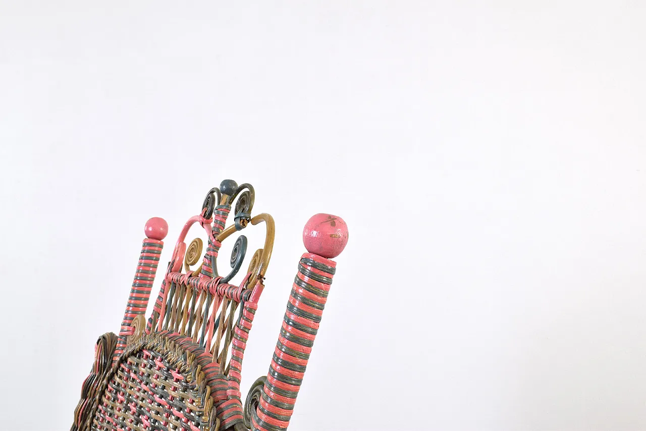 Poltrona vittoriana americana in vimini di Heywood-Wakefield, anni '10 11