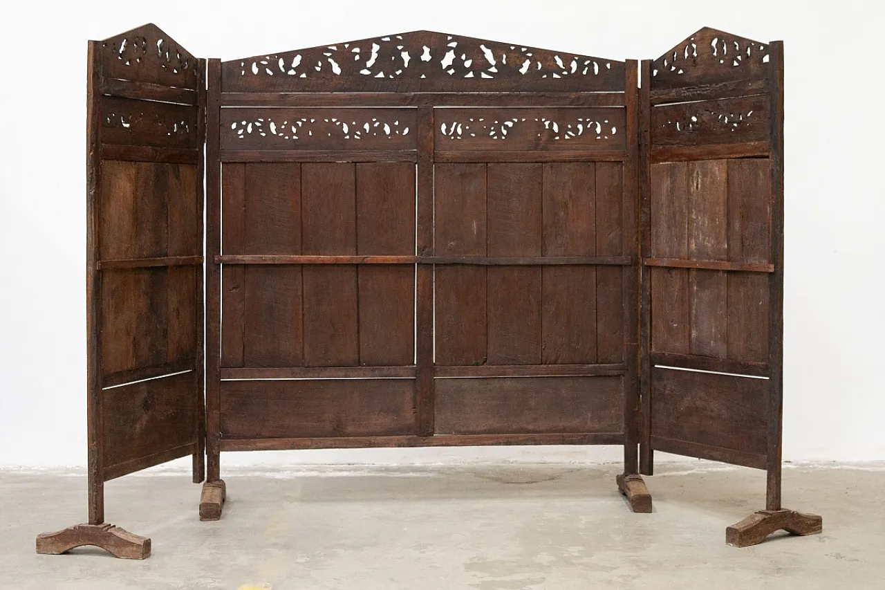 Paravento separè etnico in legno di teak, '900 2