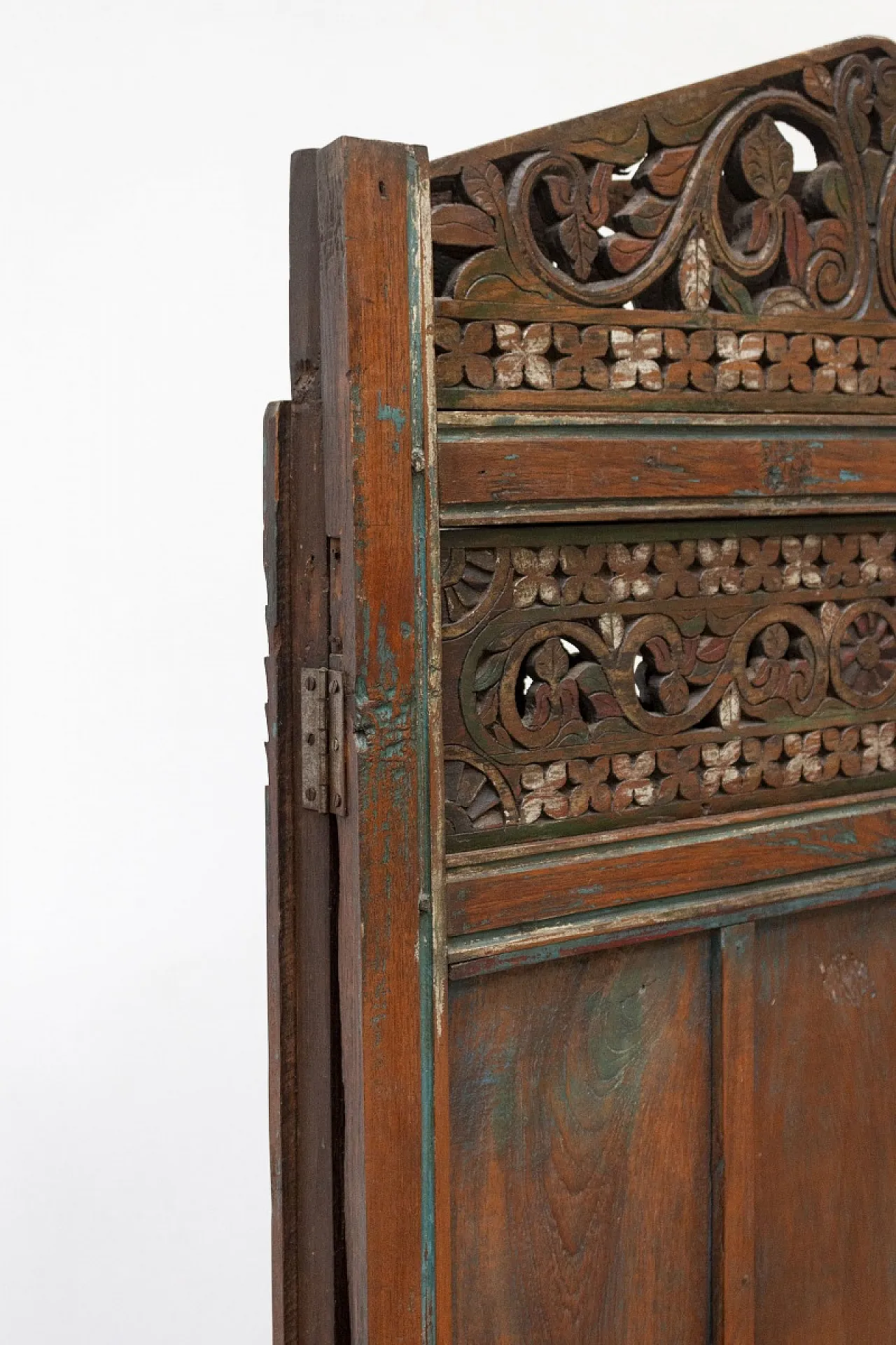 Paravento separè etnico in legno di teak, '900 6