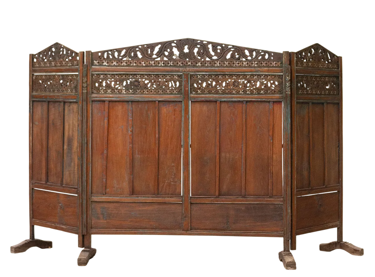 Paravento separè etnico in legno di teak, '900 15