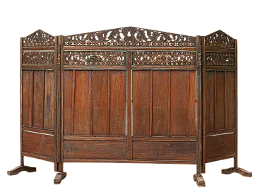 Paravento separè etnico in legno di teak, '900