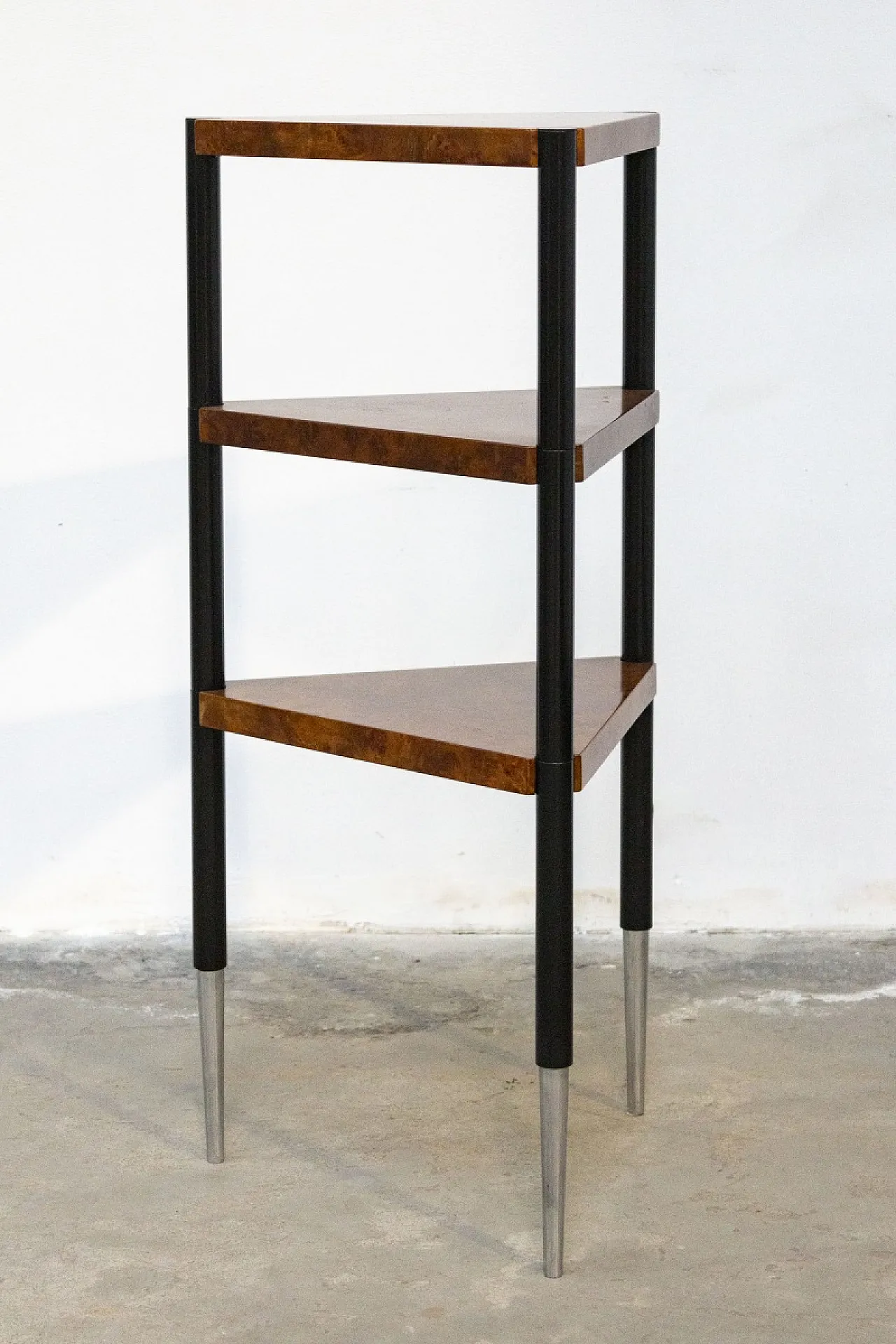 Mensola angolare in radica di olmo e acciaio, anni '70 2