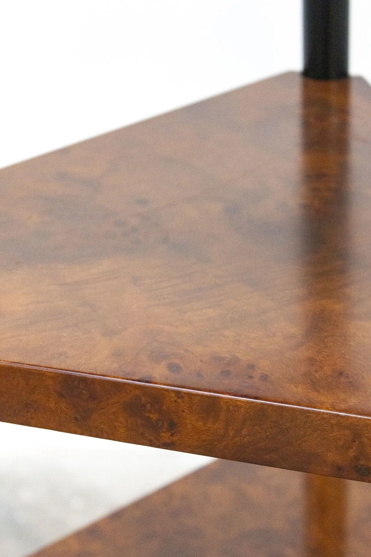 Mensola angolare in radica di olmo e acciaio, anni '70 4