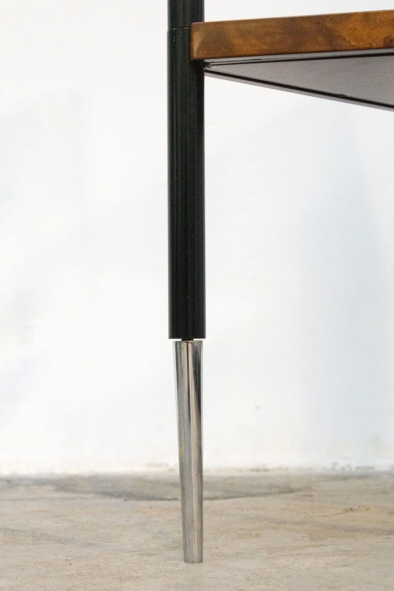 Mensola angolare in radica di olmo e acciaio, anni '70 5