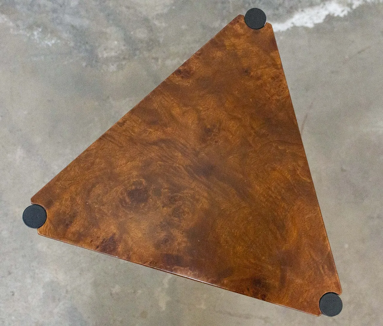 Mensola angolare in radica di olmo e acciaio, anni '70 7