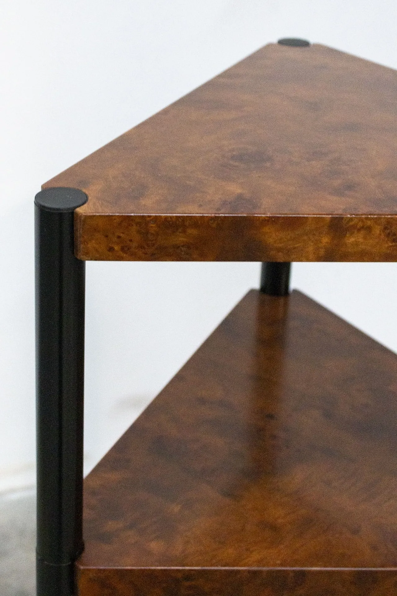 Mensola angolare in radica di olmo e acciaio, anni '70 8