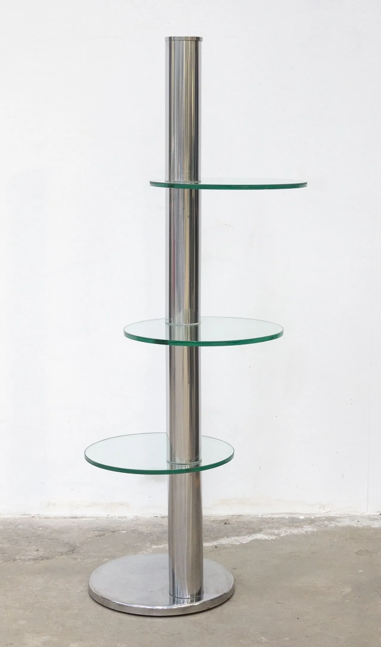 Mobile espositore in vetro e acciaio, anni '70 2