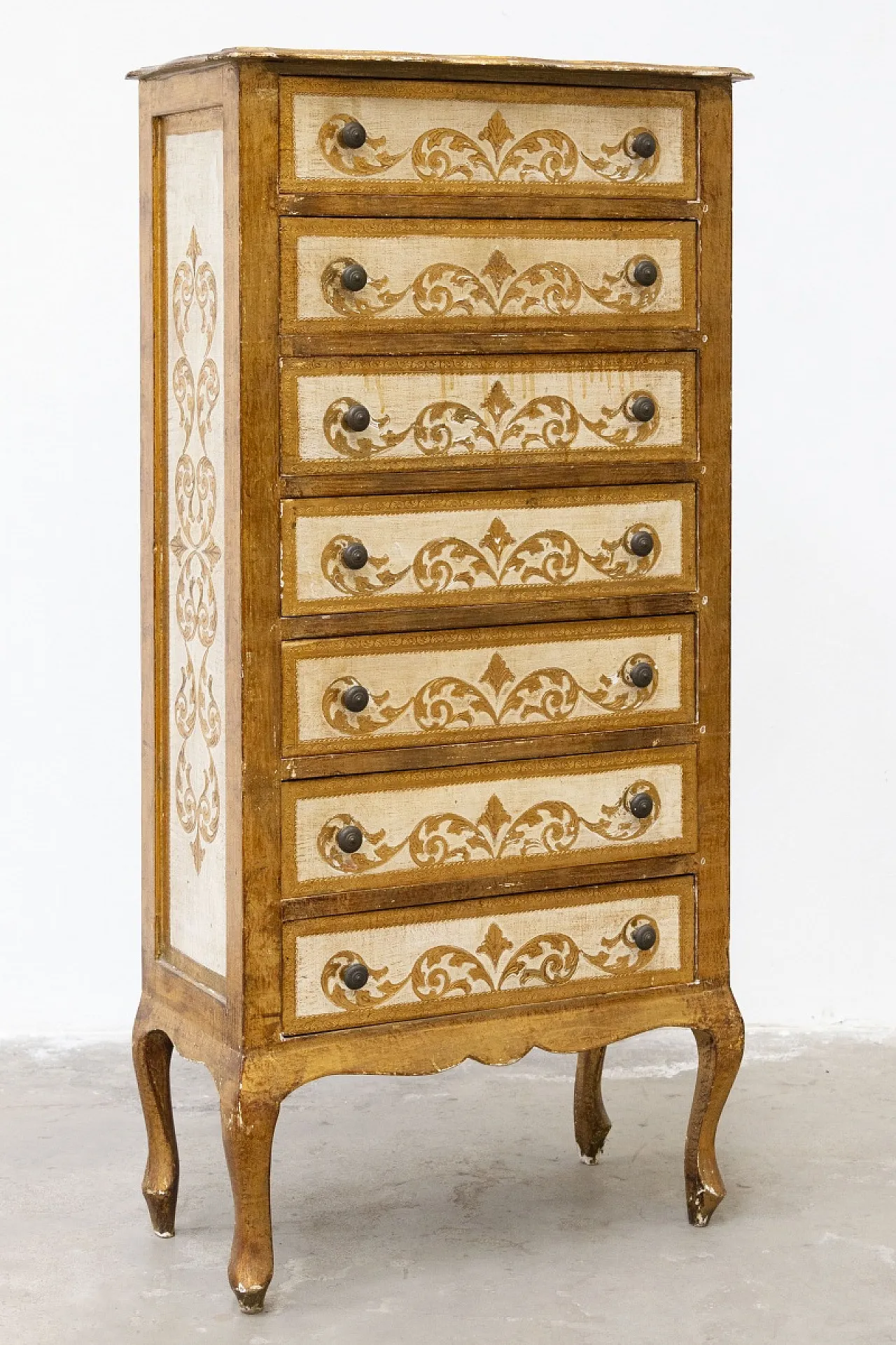 Cassettiera settimanale dorata in stile veneziano, anni '60 2