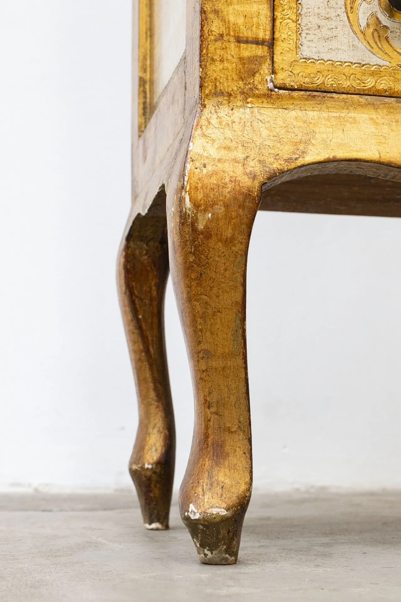 Cassettiera settimanale dorata in stile veneziano, anni '60 11