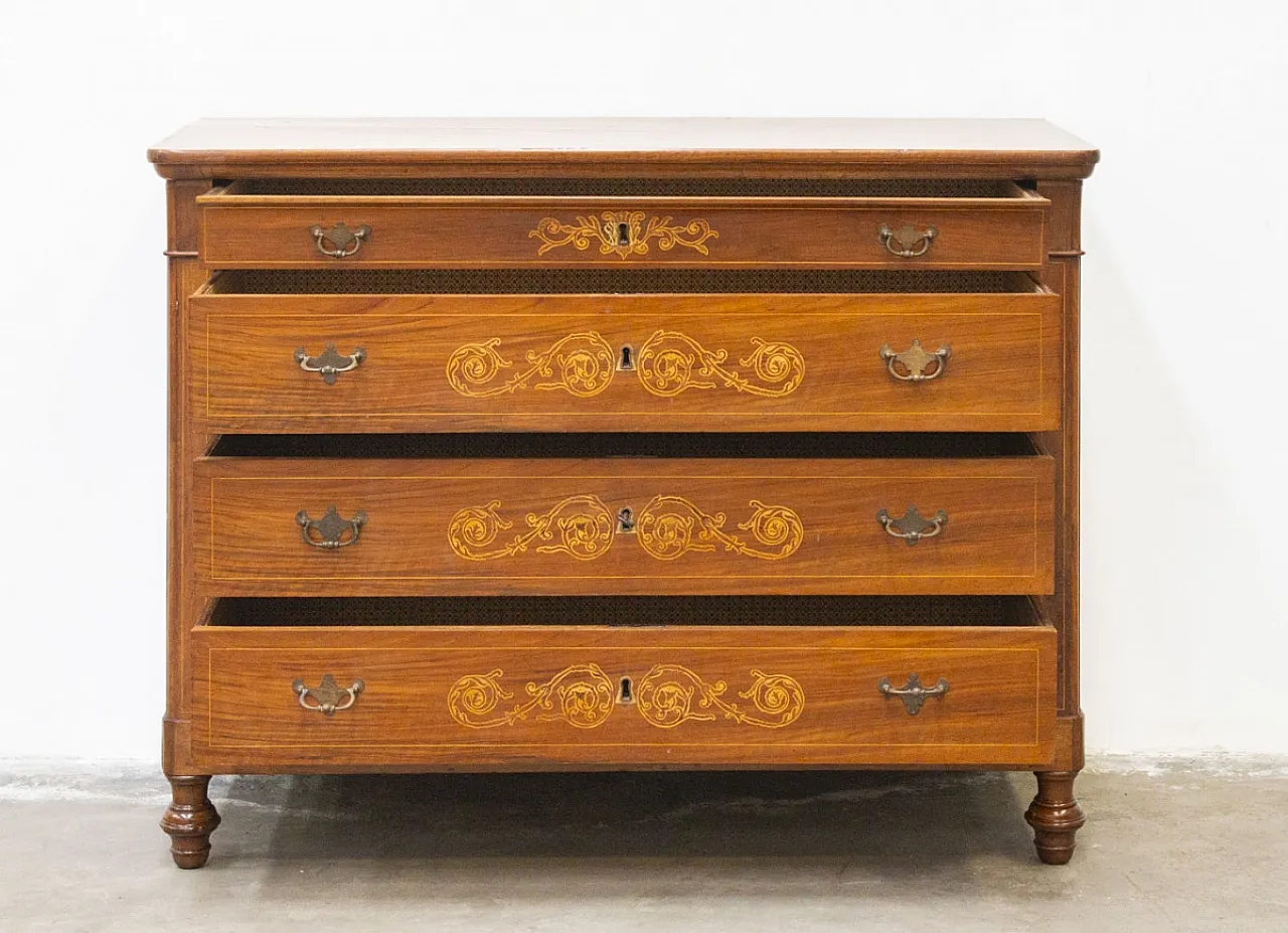 Cassettone Carlo X in noce massello, primo '800 4