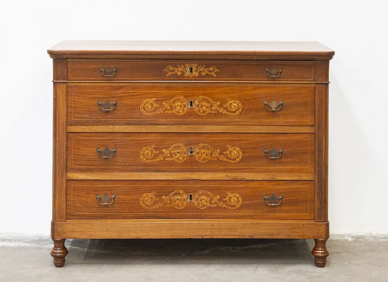 Cassettone Carlo X in noce massello, primo '800 10