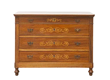 Cassettone Carlo X in noce massello, primo '800