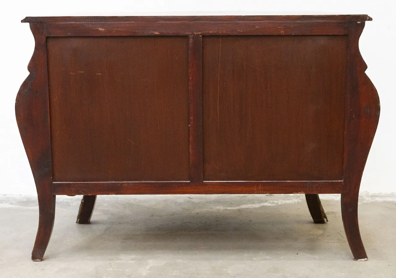 Comò Luigi XV con intarsi di varie essenze lignee, '900 13