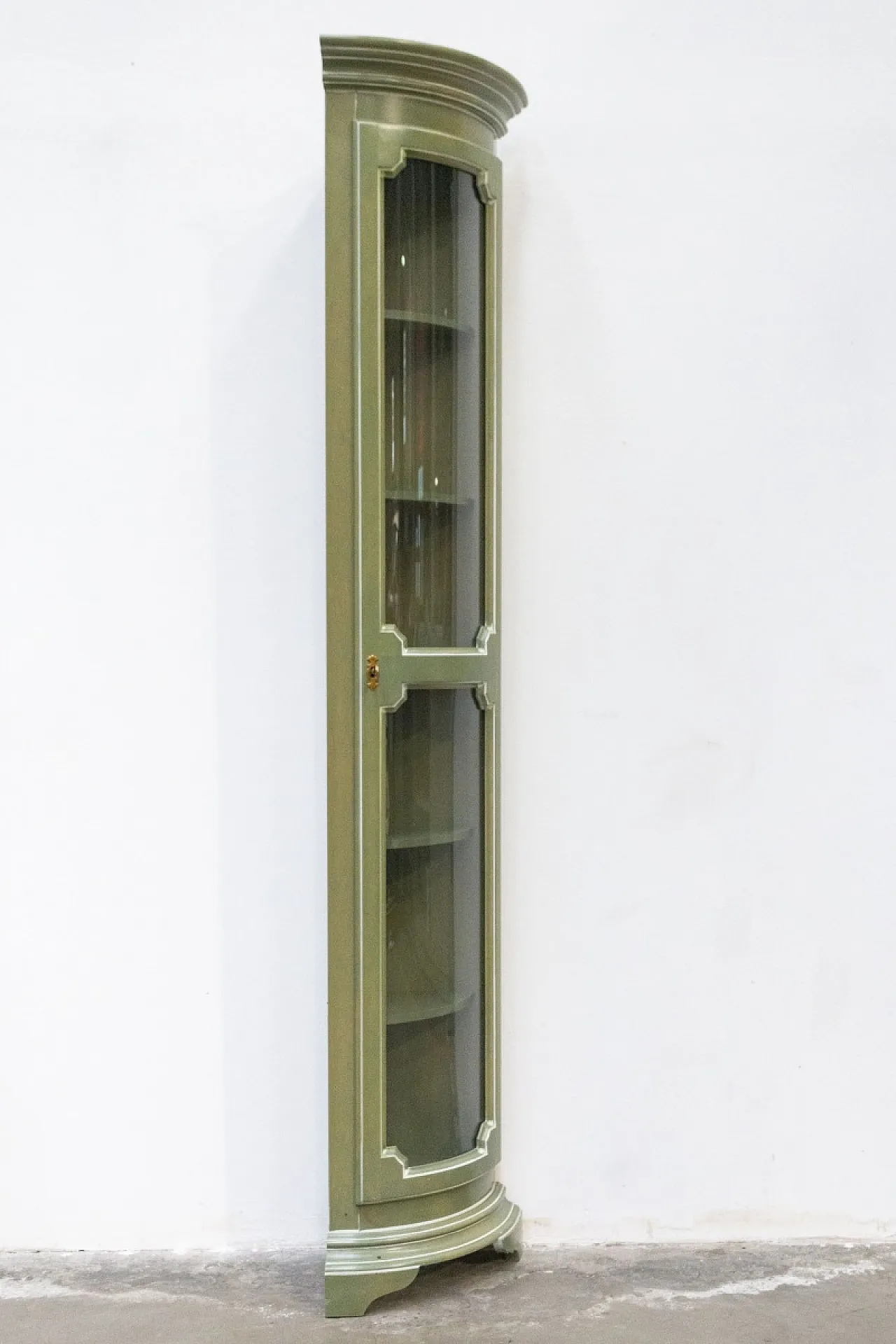 Vetrina angolare in legno laccato verde, '900 4