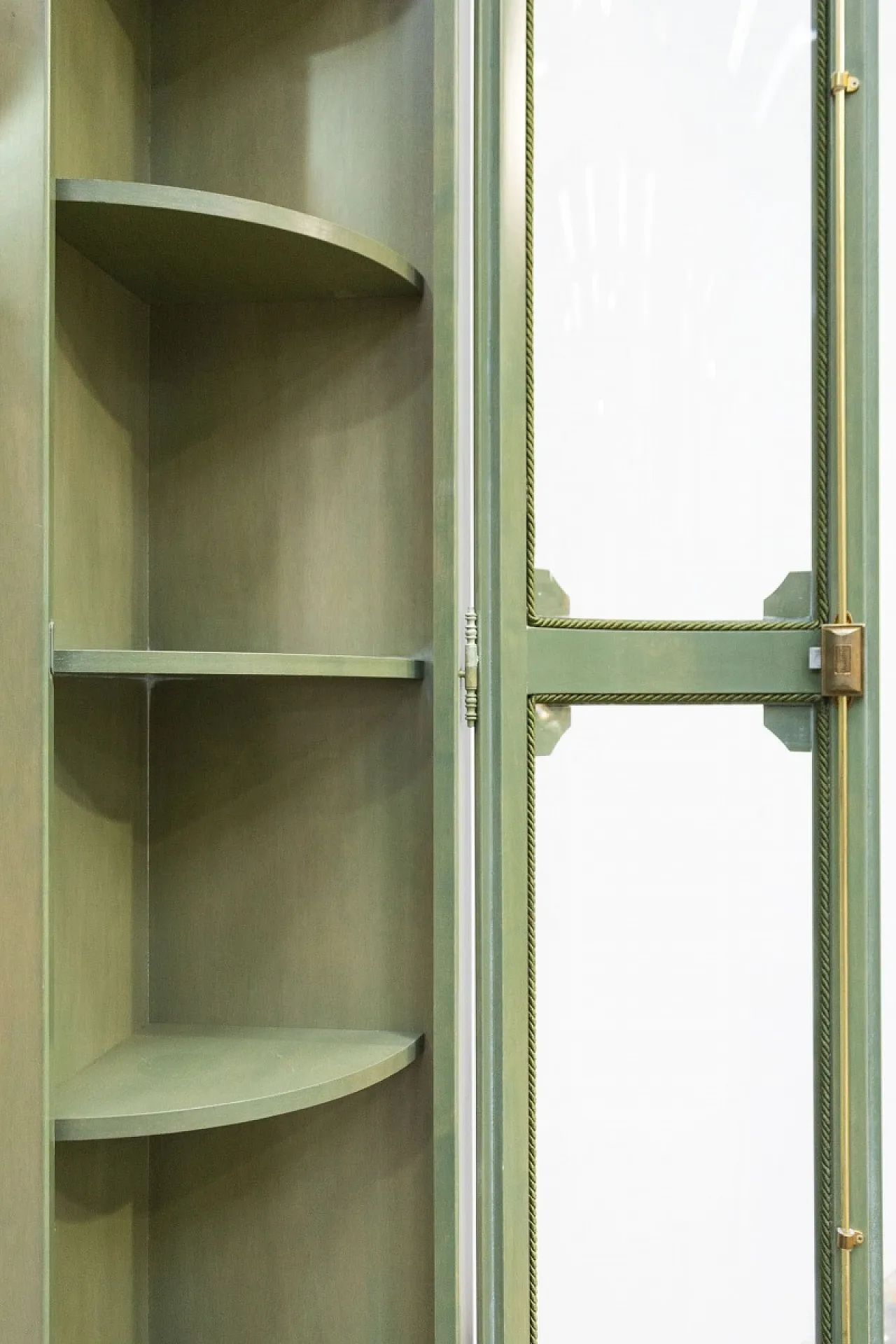 Vetrina angolare in legno laccato verde, '900 7
