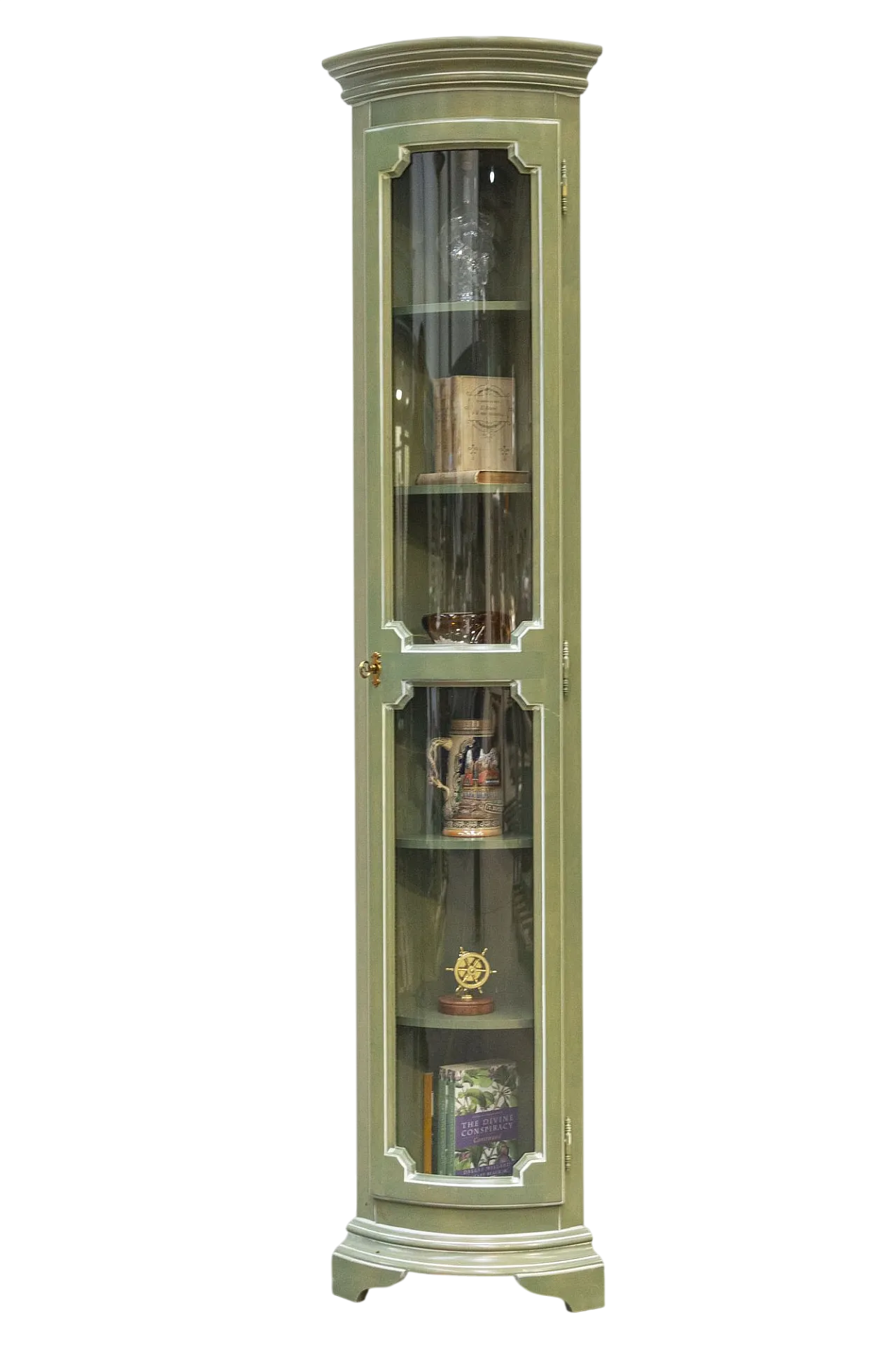Vetrina angolare in legno laccato verde, '900 14