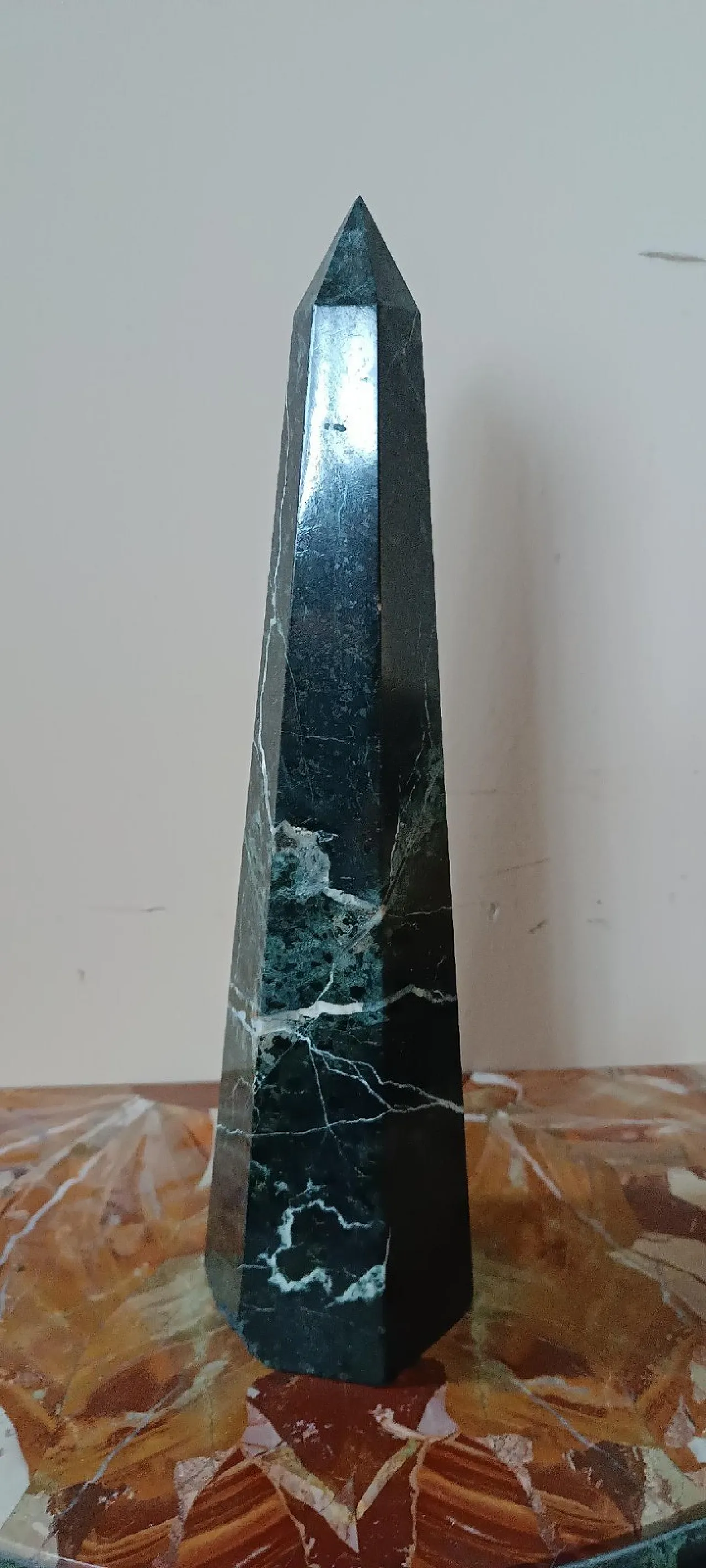 Obelisco in marmo verde serpentino, '900 7