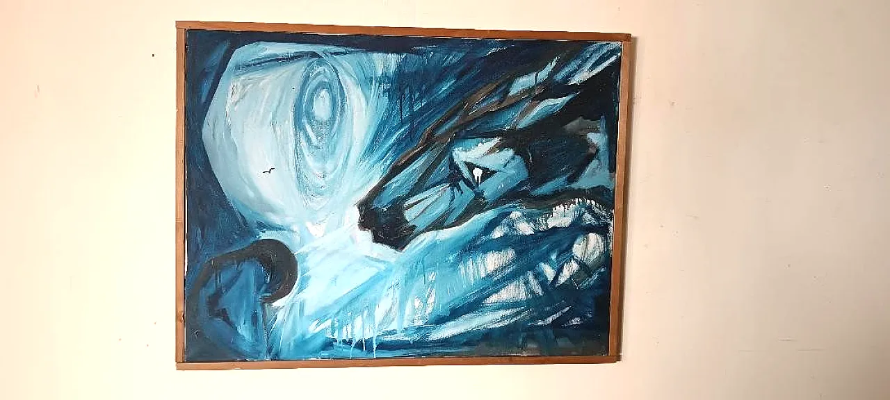 Jack Friling, dipinto astratto olio su tela, anni '80 1