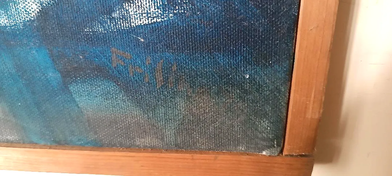 Jack Friling, dipinto astratto olio su tela, anni '80 8