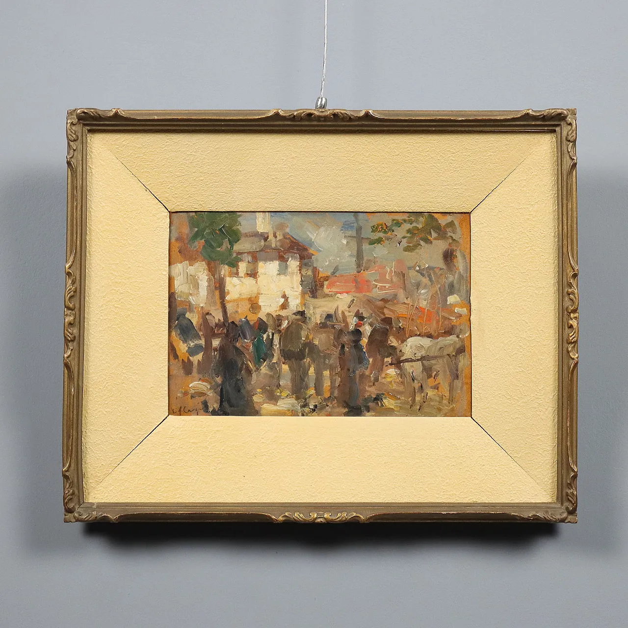Vittore Antonio Cargnel, oil on cardboard with frame, 20th century 1