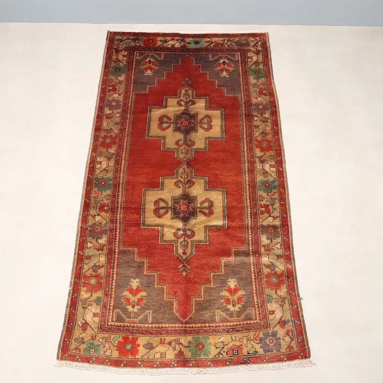 Tappeto Jorun in cotone e lana, nodo grosso, realizzato a mano, '900 3