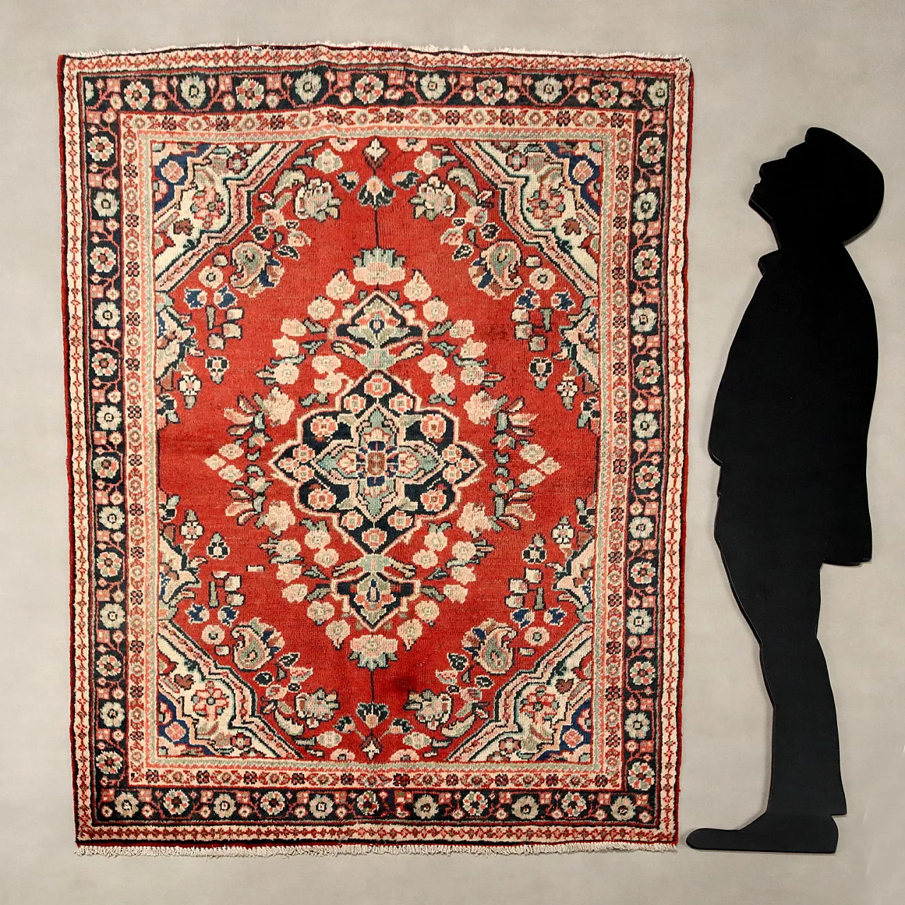 Handmade Mahal cotton and wool rug, big knot, 20th century 2