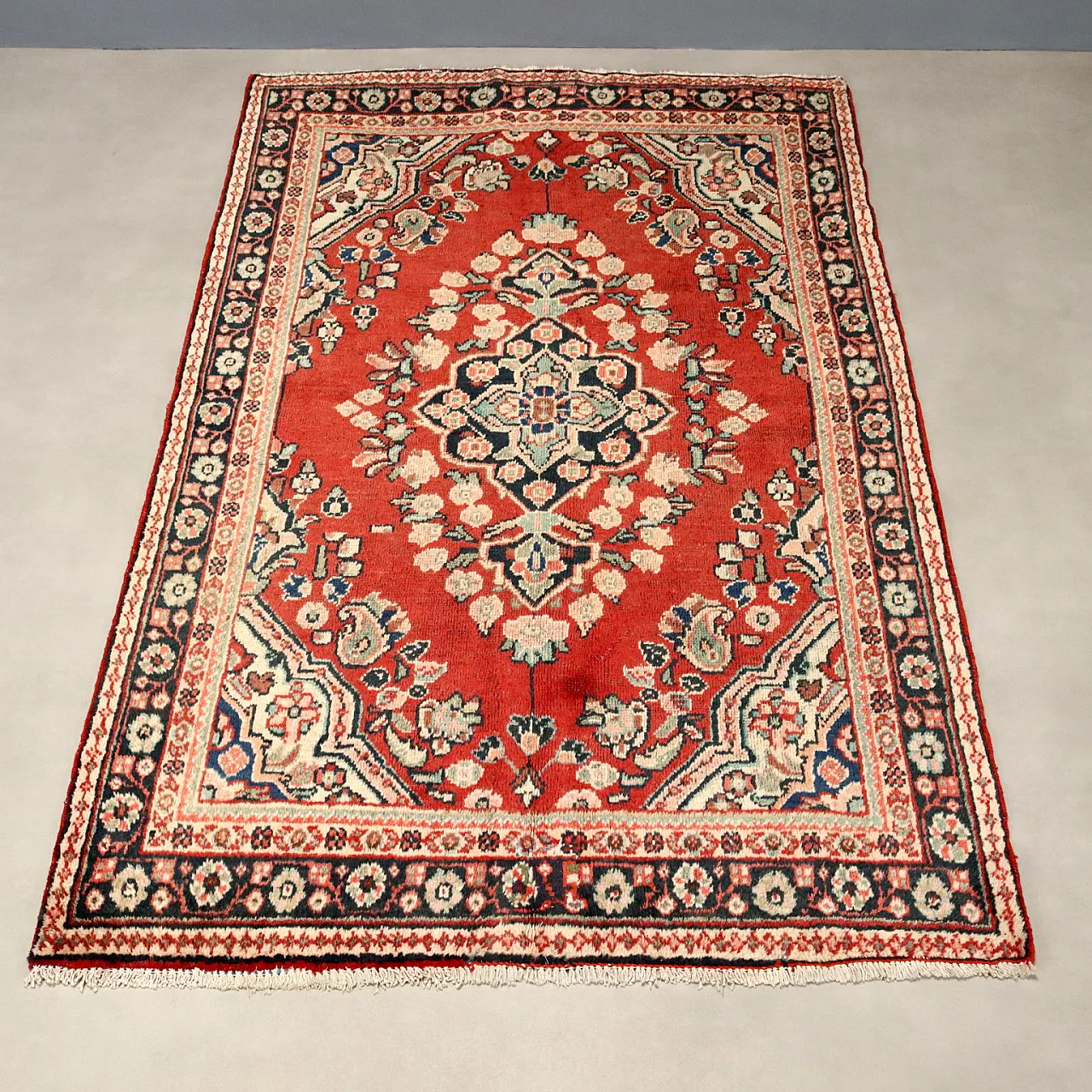 Handmade Mahal cotton and wool rug, big knot, 20th century 3