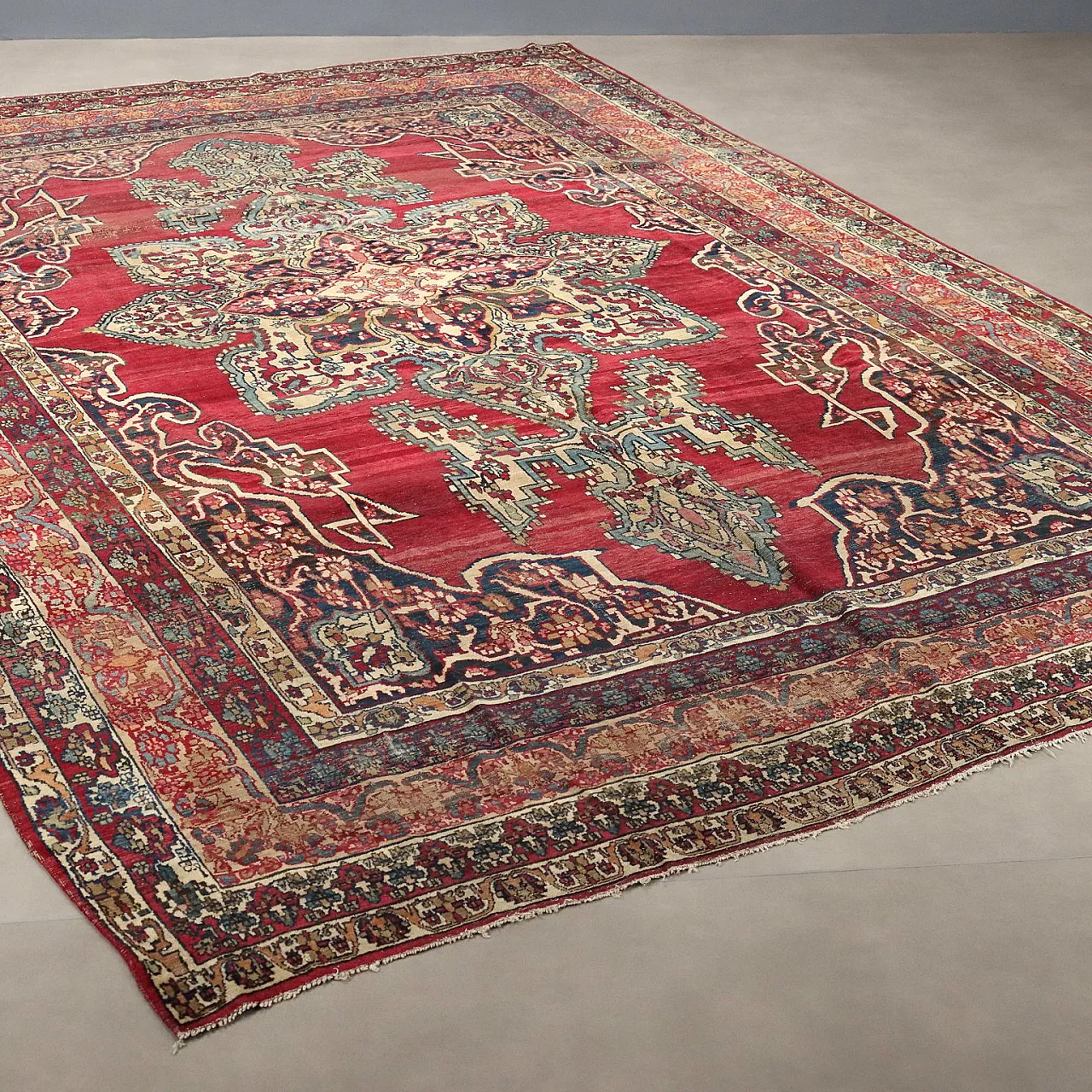 Kerman Laver cotton and wool rug, extrafine knot, 20th century 1