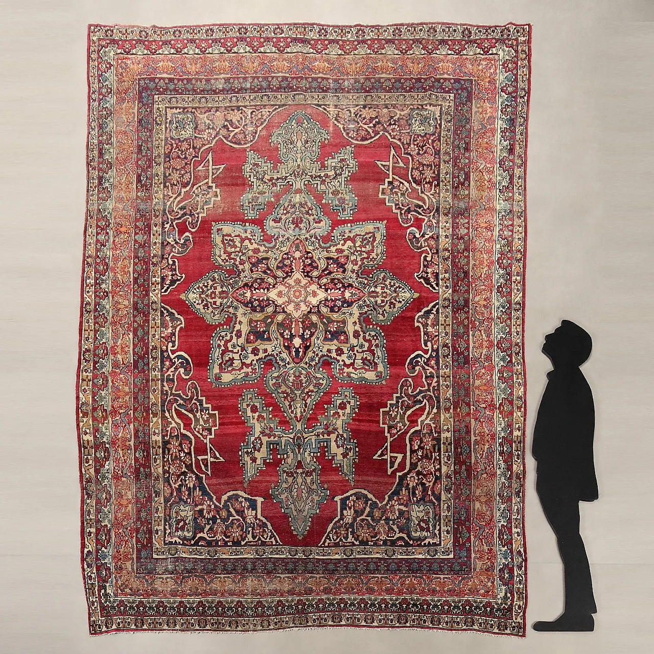 Kerman Laver cotton and wool rug, extrafine knot, 20th century 2