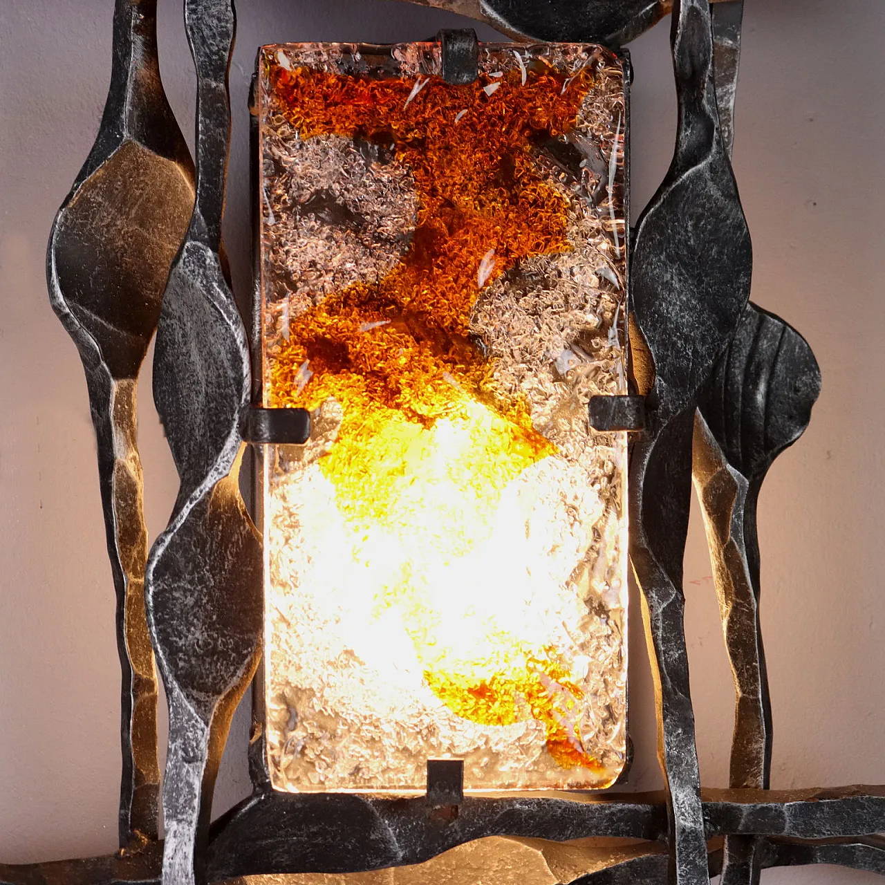 4 Applique in vetro e ferro battuto, metà '900 3