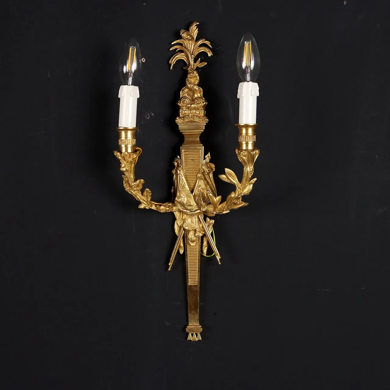 Pair of Neoclassical style gilded bronze wall lights 4
