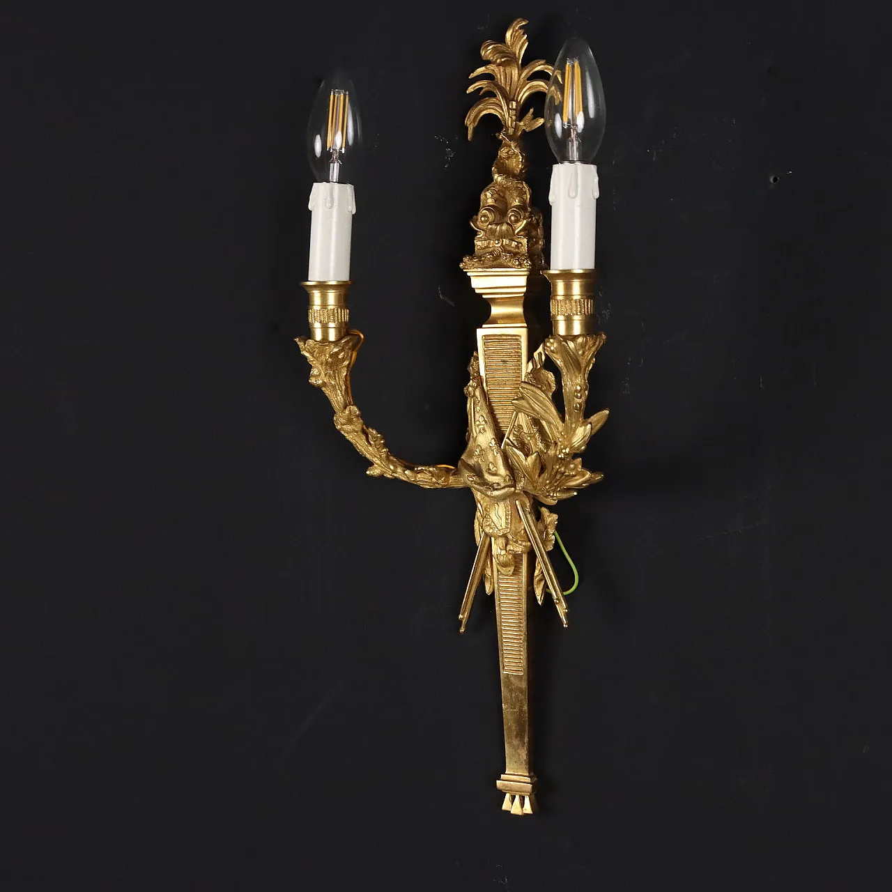 Pair of Neoclassical style gilded bronze wall lights 9