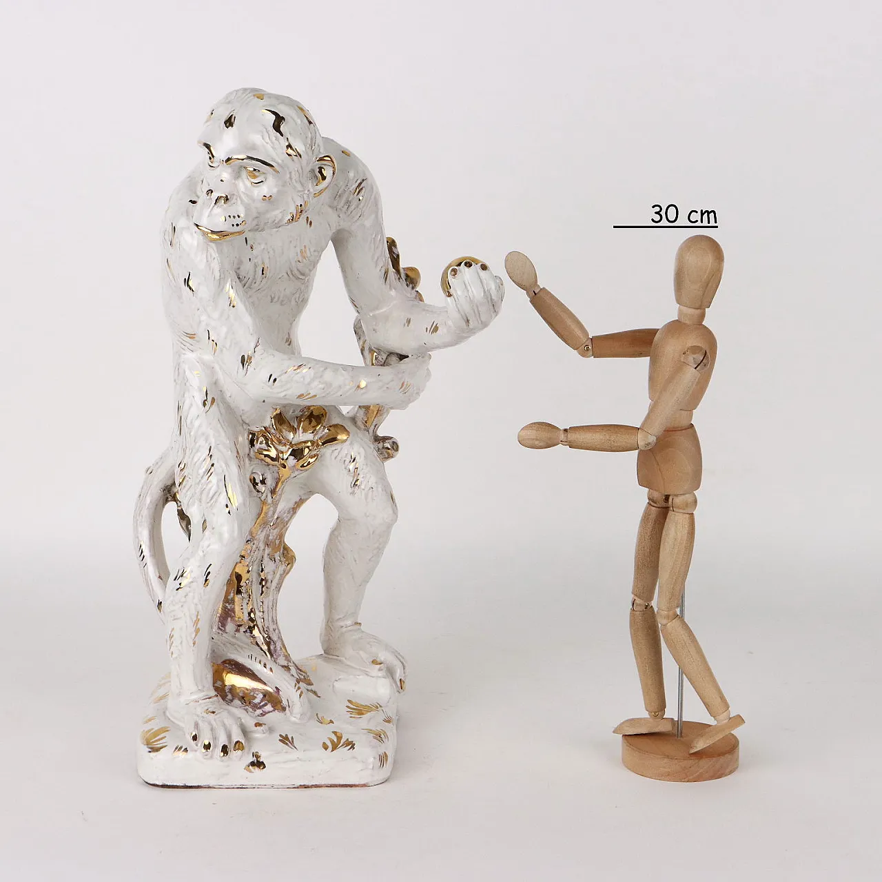 Glazed and gilded terracotta monkey sculpture, 1950s 2